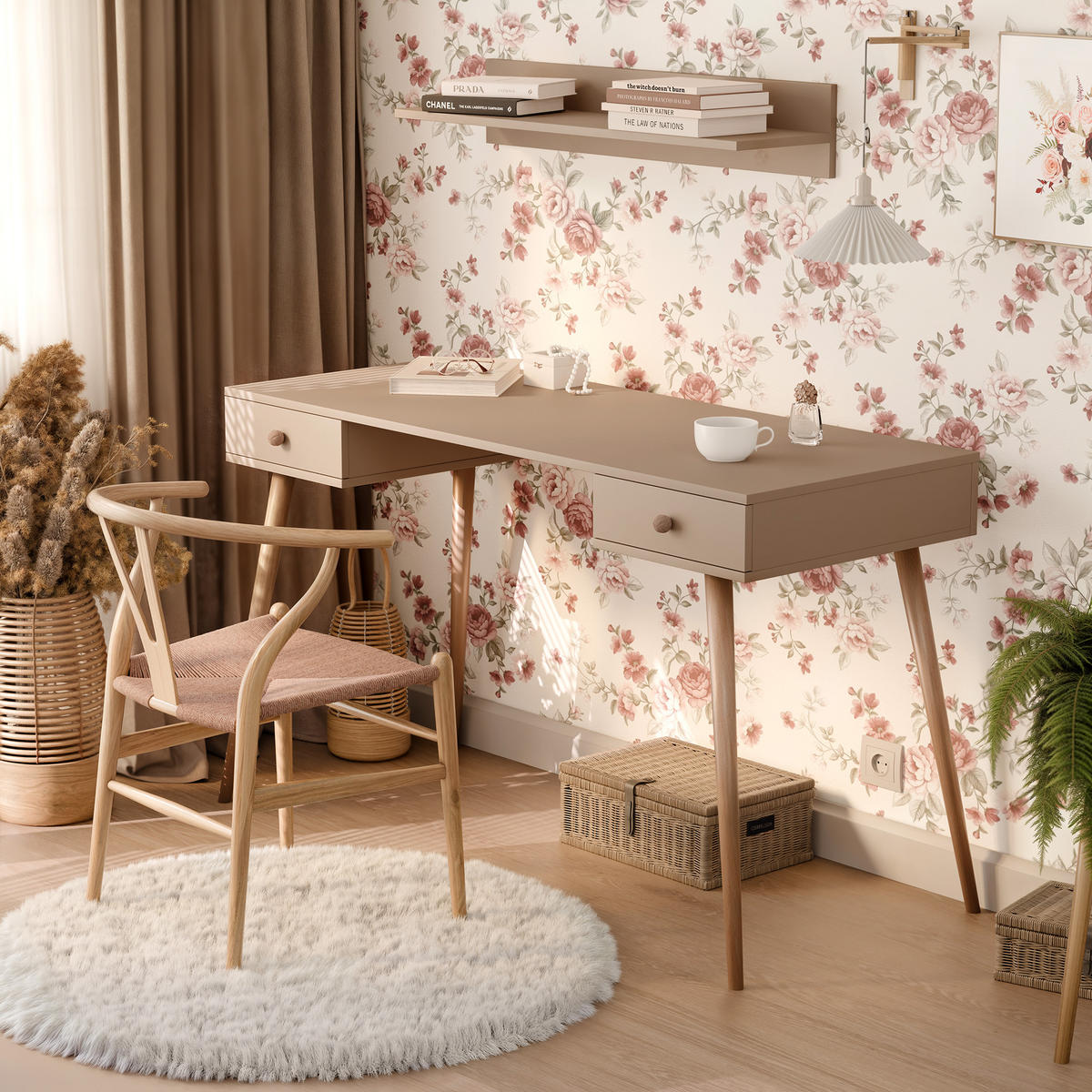 SCHREIBTISCH VALERIO 135/55/79 cm, Macchiato - Cappuccino, Naturmaterialien/Holzwerkstoff (55/135/79cm) - Idohome