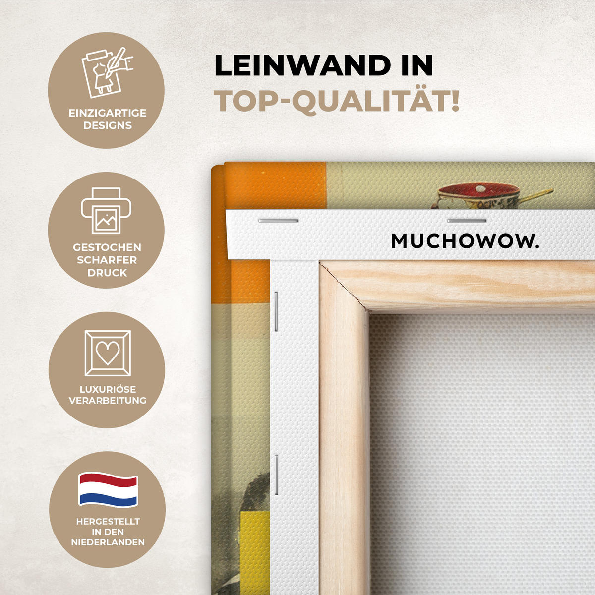 LEINWANDBILD Mädchen - Sonnenbrille - Katze - Retro Wandbild Wohnzimmer 50x50 cm - Beige, Textil (50/50cm) - MuchoWow