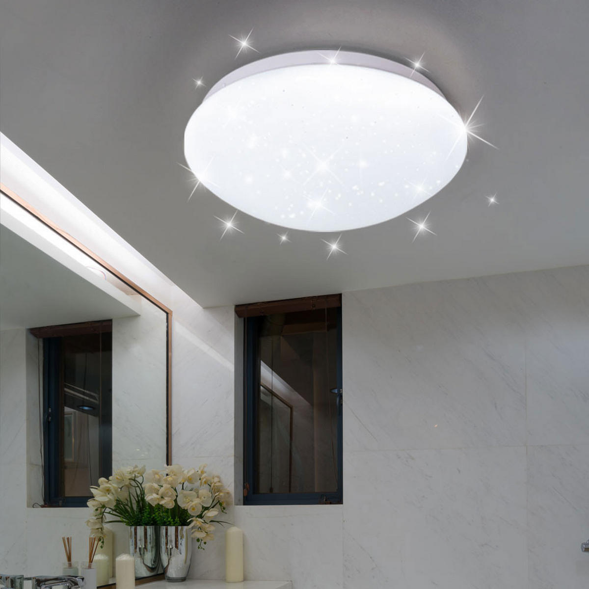 LED DECKENLEUCHTE Weiß Sternenhimmel Effekt - Weiß, Metall (21.5/7.8/7.8cm)