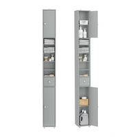 HOCHSCHRANK schmal Hellgrau - Hellgrau, Holzwerkstoff (45/58/40cm) - SoBuy