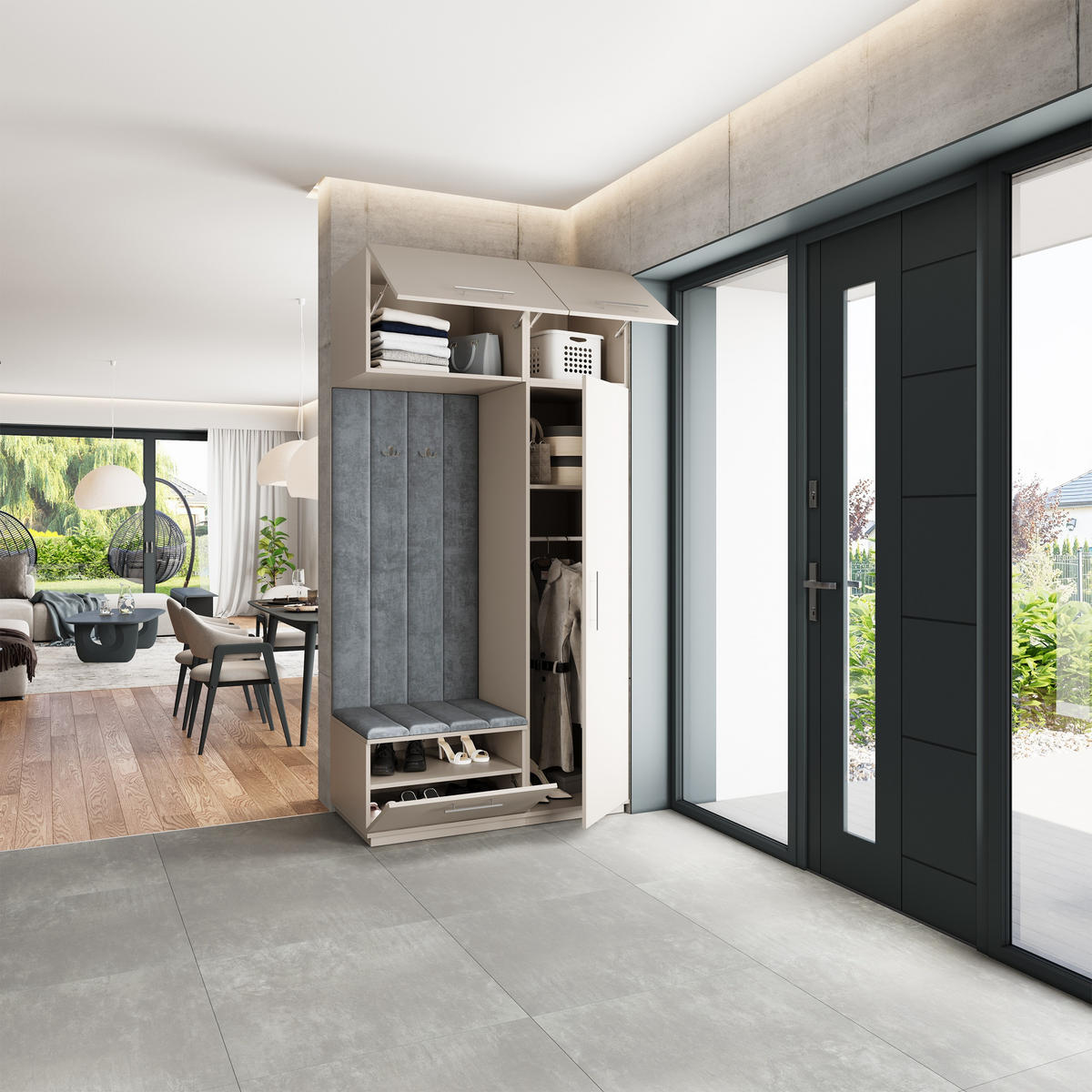 GARDEROBENSCHRANK REMA 120/240/60 cm Modern Garderobe-Set Kaschmir - Kaschmir/Grau, Holzwerkstoff (120/240/60cm) - MASSENO