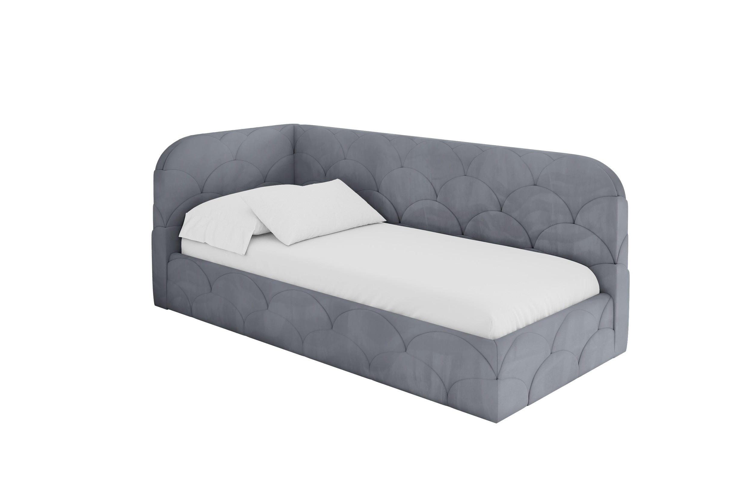EINZELLBETT Jugendbett mit Bettkasten, Rechts - ELRY 100x200 Grau - Blaugrau, Holzwerkstoff/Textil (100/200cm) - ALTDECOR