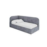 EINZELLBETT Jugendbett mit Bettkasten, Rechts - ELRY 100x200 Grau - Blaugrau, Holzwerkstoff/Textil (100/200cm) - ALTDECOR
