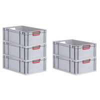 EUROBOX 5x Nextgen Color 22x40x60cm 44 Liter Griffe Rot Offen - Rot, Kunststoff (40/22/60cm) - PROREGAL