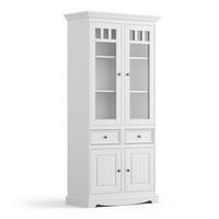 VITRINE Belluno Elegante Kiefer weiß (RAL9010) lackiert 89 / 44 / 190cm - Weiß, Holz/Holzwerkstoff (89/190/44cm) - Feldmann-Wohnen