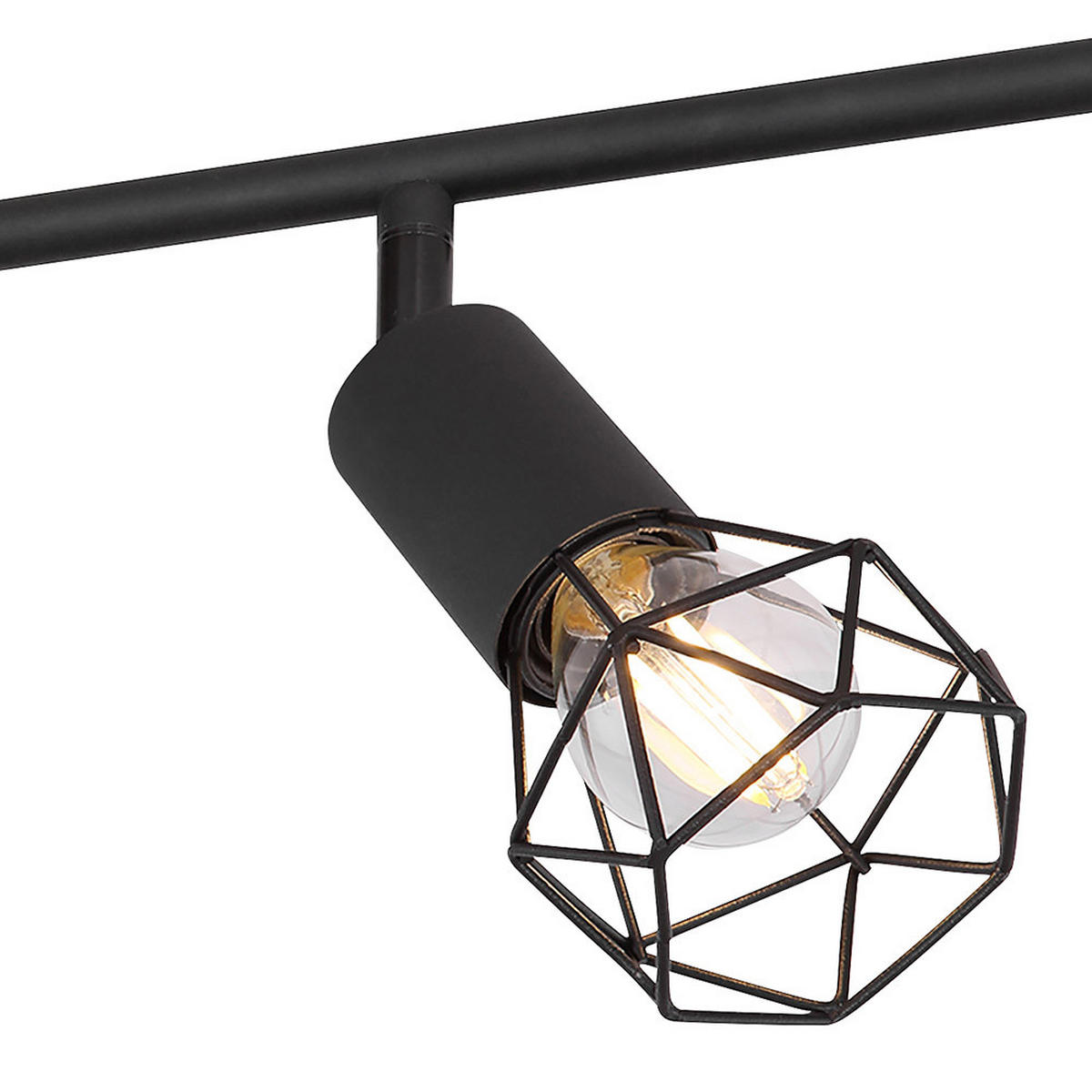 DECKENLEUCHTE Retro Schwarz Drahtgeflecht 6 flammig - Schwarz, Holz (116/10/24.5cm) - Globo Lighting