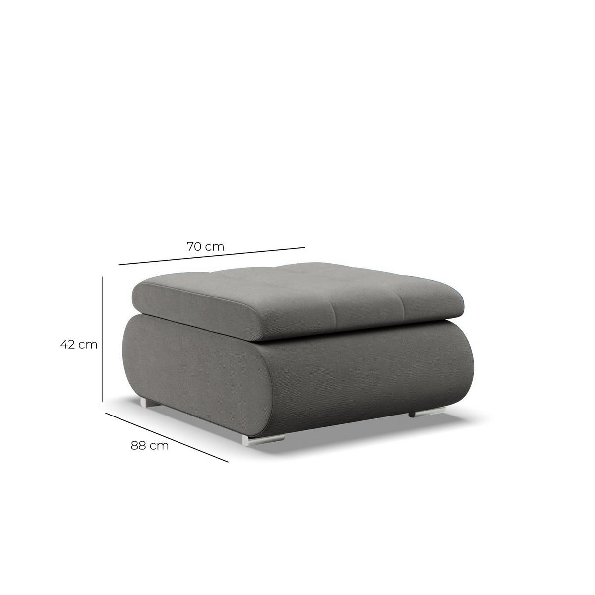 SITZPOUF FÜR DAS WOHNZIMMER FORESTA, Hellgrau - Hellgrau, Textil (88/42/70cm)
