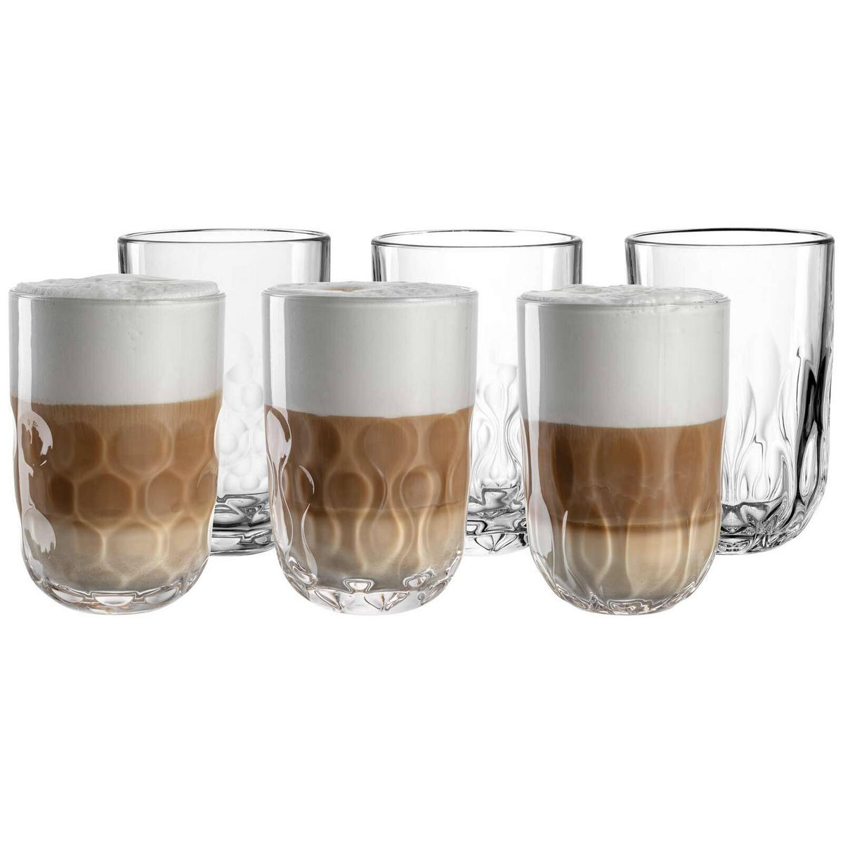 LATTE MACCHIATO GLÄSER-SET (1/2/3) Gocce transparent 60 ml 6er Set - Transparent, Glas (0.39L) - Leonardo Living