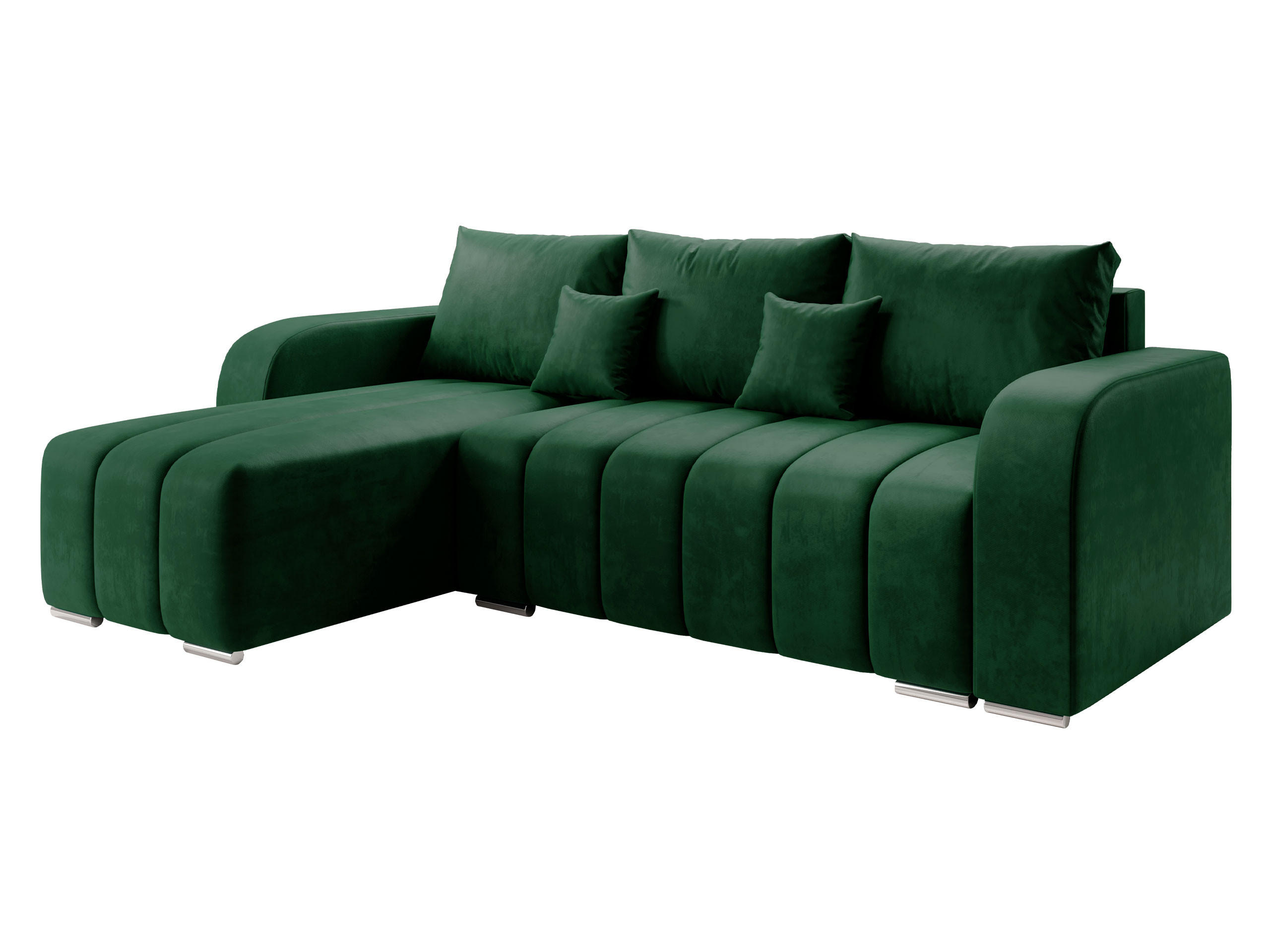 ECKSOFA Pufetto - Smaragdgrün/Silberfarben, Holz/Textil (244/147cm) - MIRJAN24