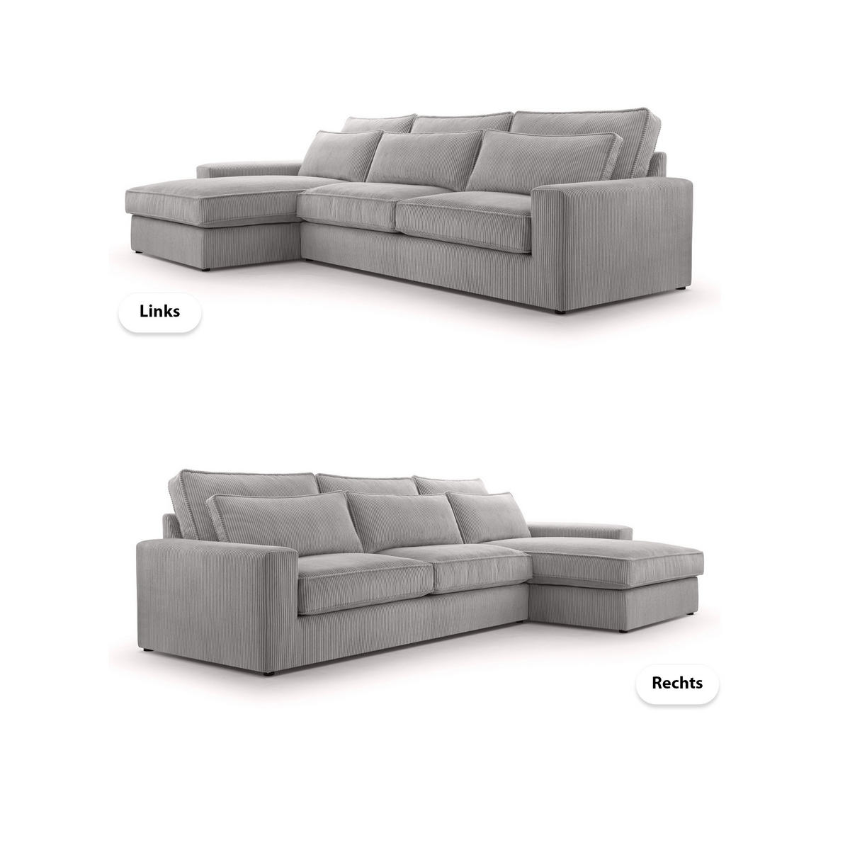 ECKSOFA 4 Sitzer Medan Mini, Grau - Grau, Textil (276/176cm) - Fedve