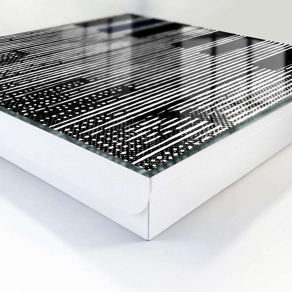 SCHLÜSSELBOX Weiß 30x30 cm – Türöffnung nach rechts - Geometrische Linien - Multicolor, Metall (30/30/5cm) - TULUP