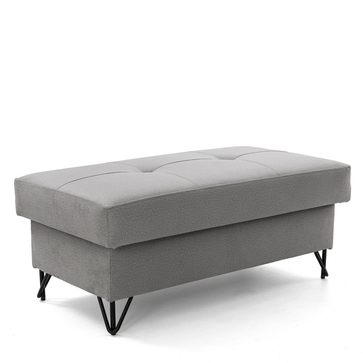 POUF JUNIOR 105x55 cm Velours Grau - Schwarz/Grau, Holz/Textil (105/43/55cm) - Muffo