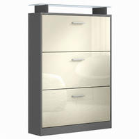 SCHUHSCHRANK Lavia Front in Creme Hochglanz - Creme, Holzwerkstoff (89/128/23cm) - Vladon