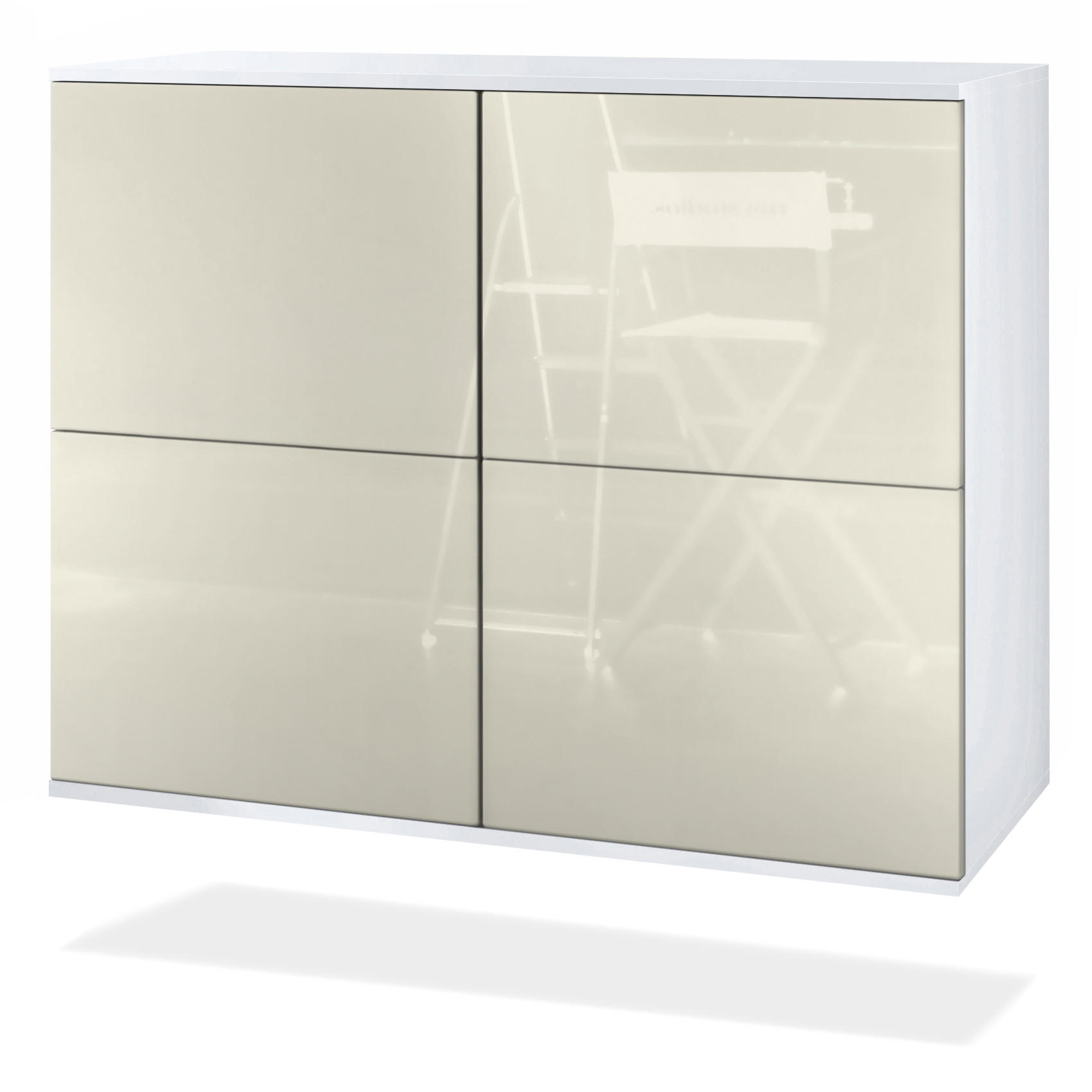 KOMMODE Rova Creme Hochglanz - Creme, Holzwerkstoff (92.5/73.5/35cm) - Vladon