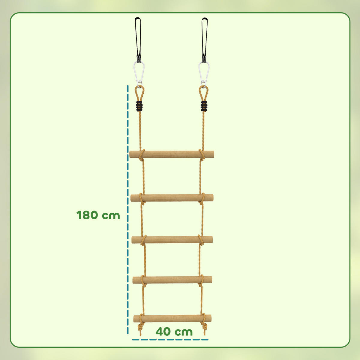 NINJA-WARRIOR PE-Seil Massivholz Naturholz - Naturfarben, Holz (3.5/40cm) - AIYAPLAY