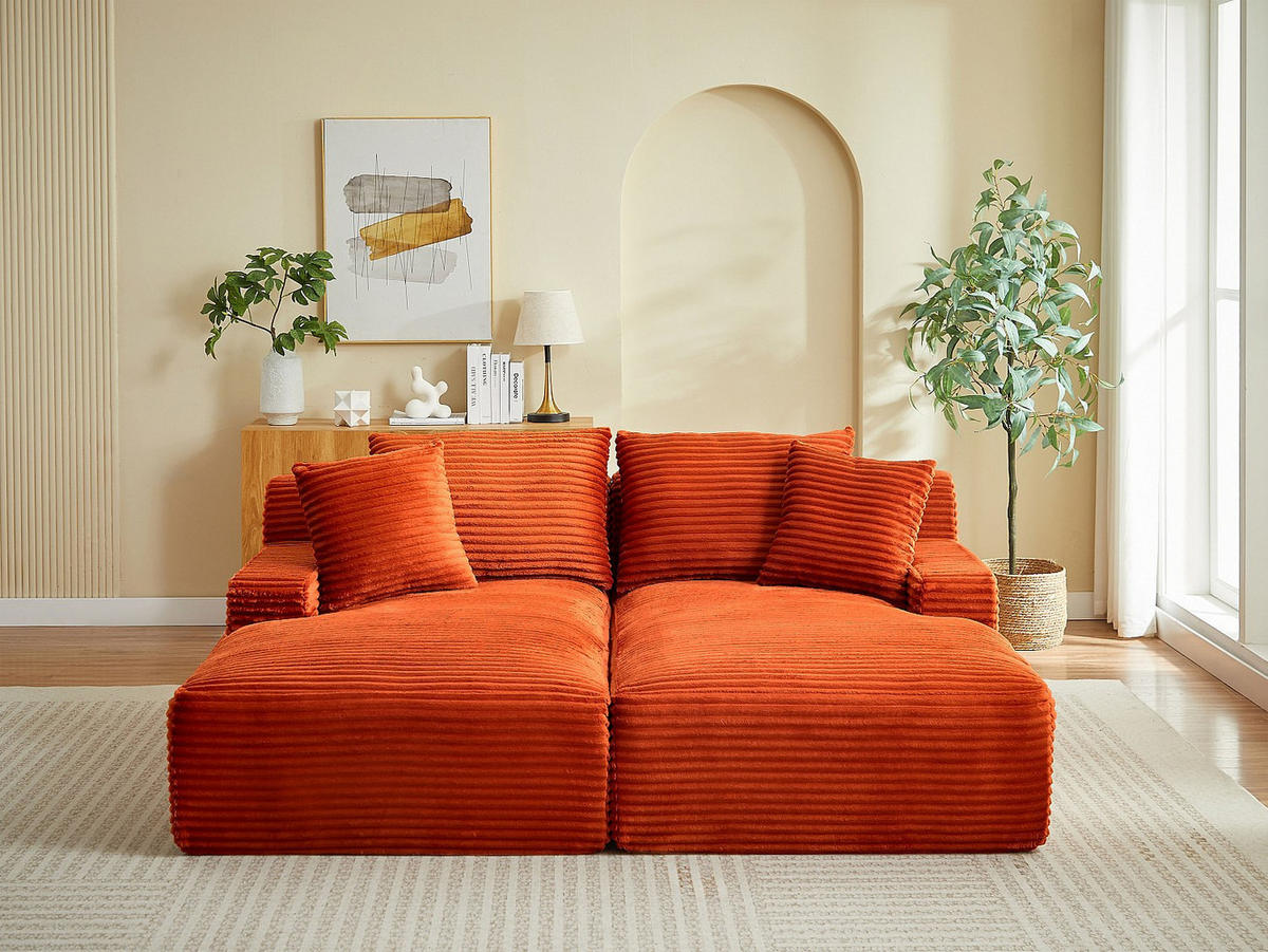 SOFA - 3 Personen - samt - terracotta Donilia - Terracotta, Textil (200/72/160cm) - Vente-Unique
