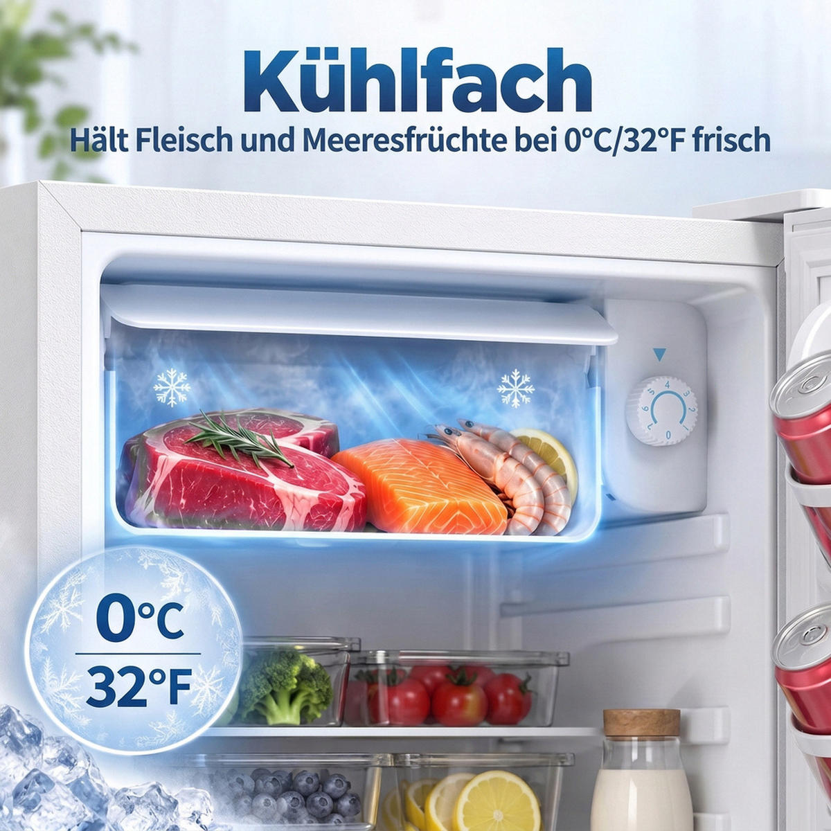 MINI-KÜHLSCHRANK Stahl PS-Kunststoff Weiß - Weiß, Metall (44.5/63.5/49cm) - HOMCOM