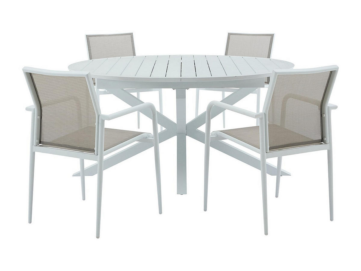 GARTENESSGRUPPE im Set - > 12 -Sitzer - Aluminium - weiß - YOHA - Weiß, Metall - Vente-Unique