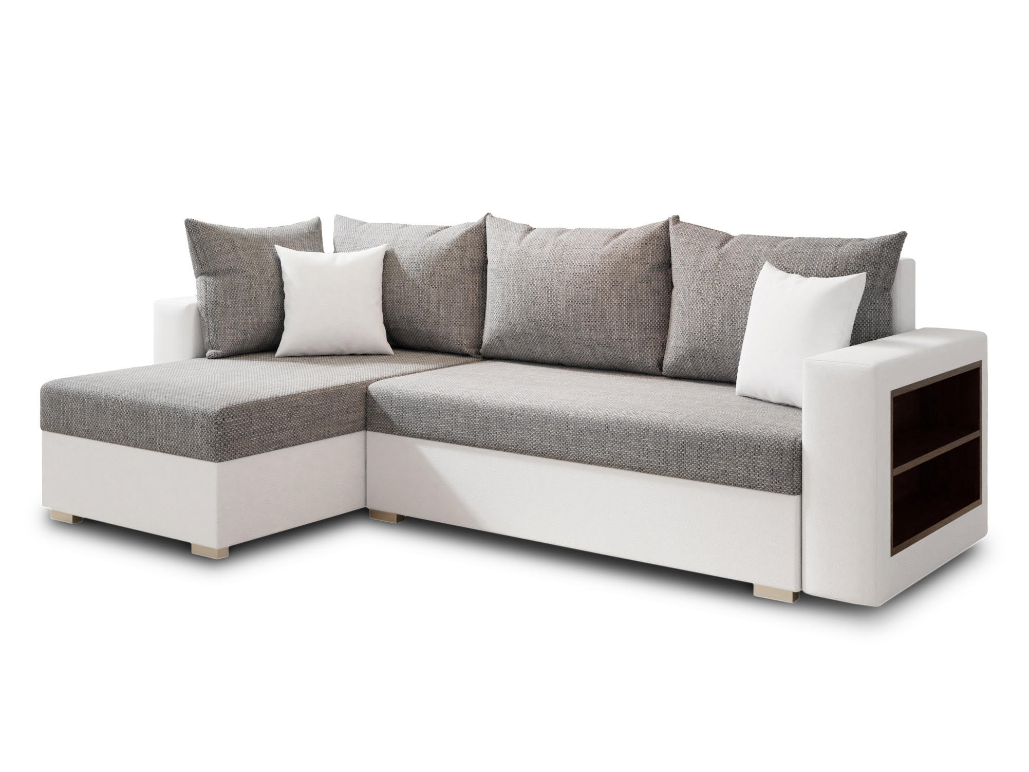 ECKSOFA Lord, Seite: Links - Weiß/Grau, Holz/Textil (238/141cm) - Sofnet