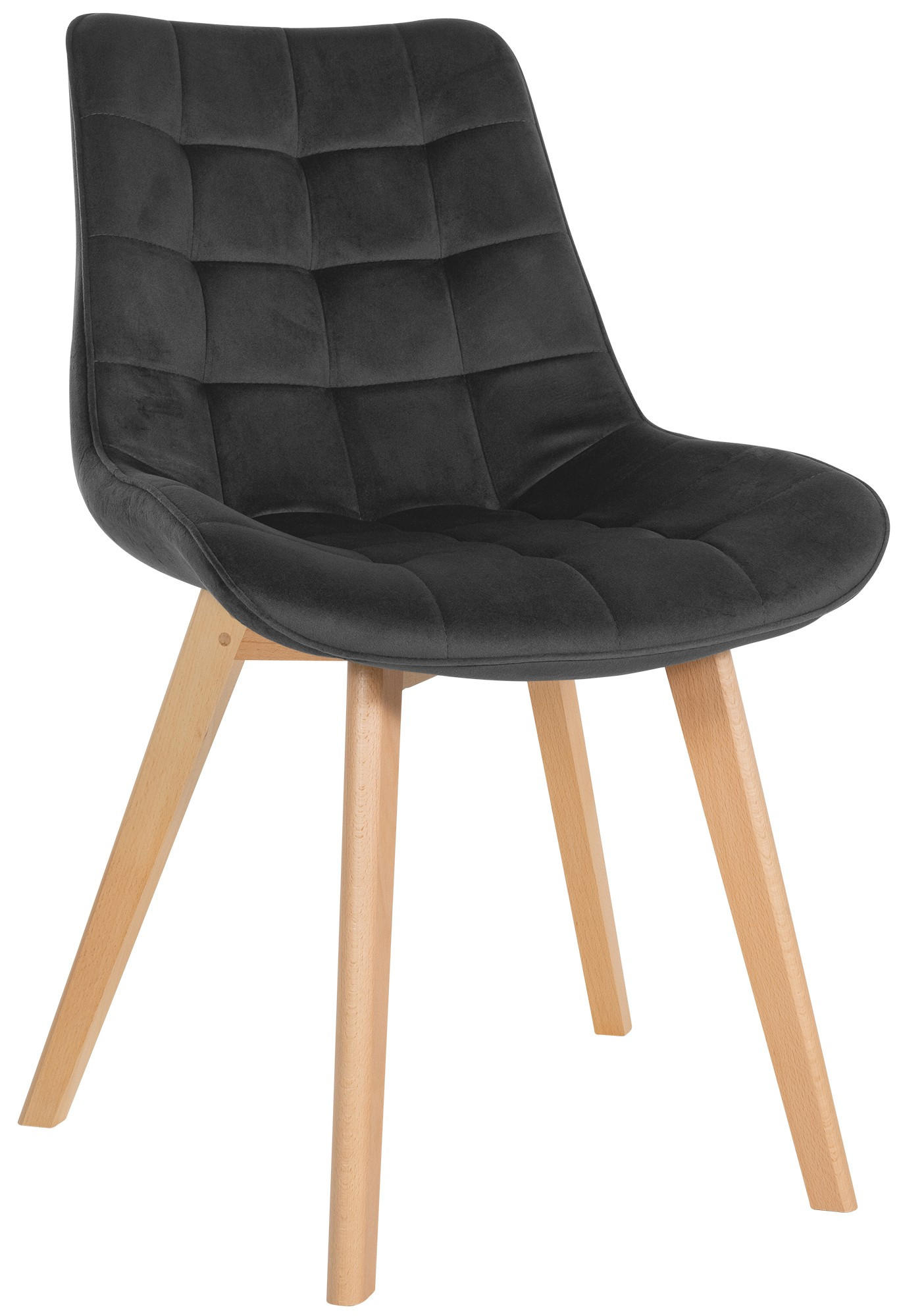 STUHL Samt schwarz - Eukalyptusholzfarben/Schwarz, Holz/Textil (54/84/63cm) - CLP