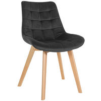 STUHL Samt schwarz - Eukalyptusholzfarben/Schwarz, Holz/Textil (54/84/63cm) - CLP
