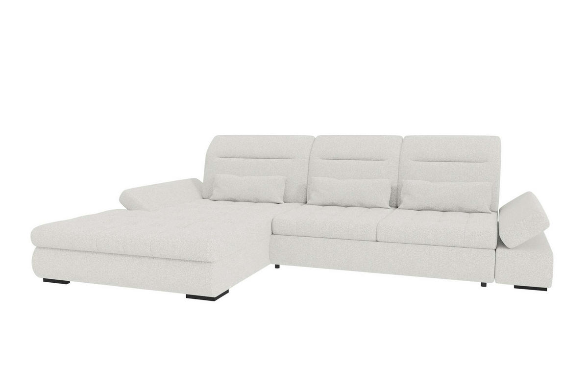 ECKSOFA Toscana Plus Strukturstoff inkl. Schlaffunktion - Creme, Textil (179/300cm) - 99rooms