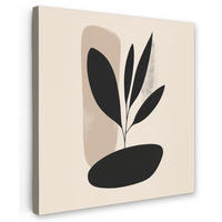 LEINWANDBILD Pflanze - Beige - Japanisch 50x50 cm - Schwarz, Textil (50/50cm) - MuchoWow