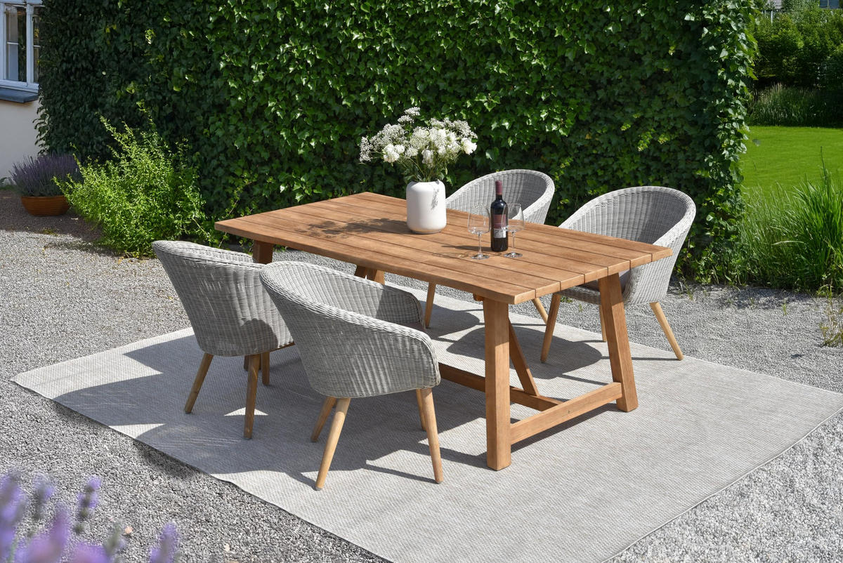 GARTEN-SITZGRUPPE Peer 5-teilig Gartenmöbel-Set - Braun, Holz - DELUKE