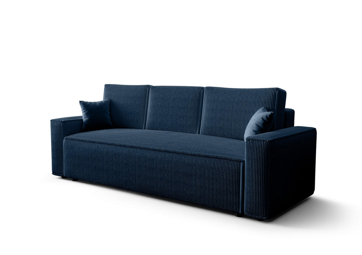 SOFA AMBRO Poso 05 mit Schlaffunktion, Dunkelblau, Sofa mit Stauraum - Dunkelblau, Textil (90/85/230cm) - Bedante
