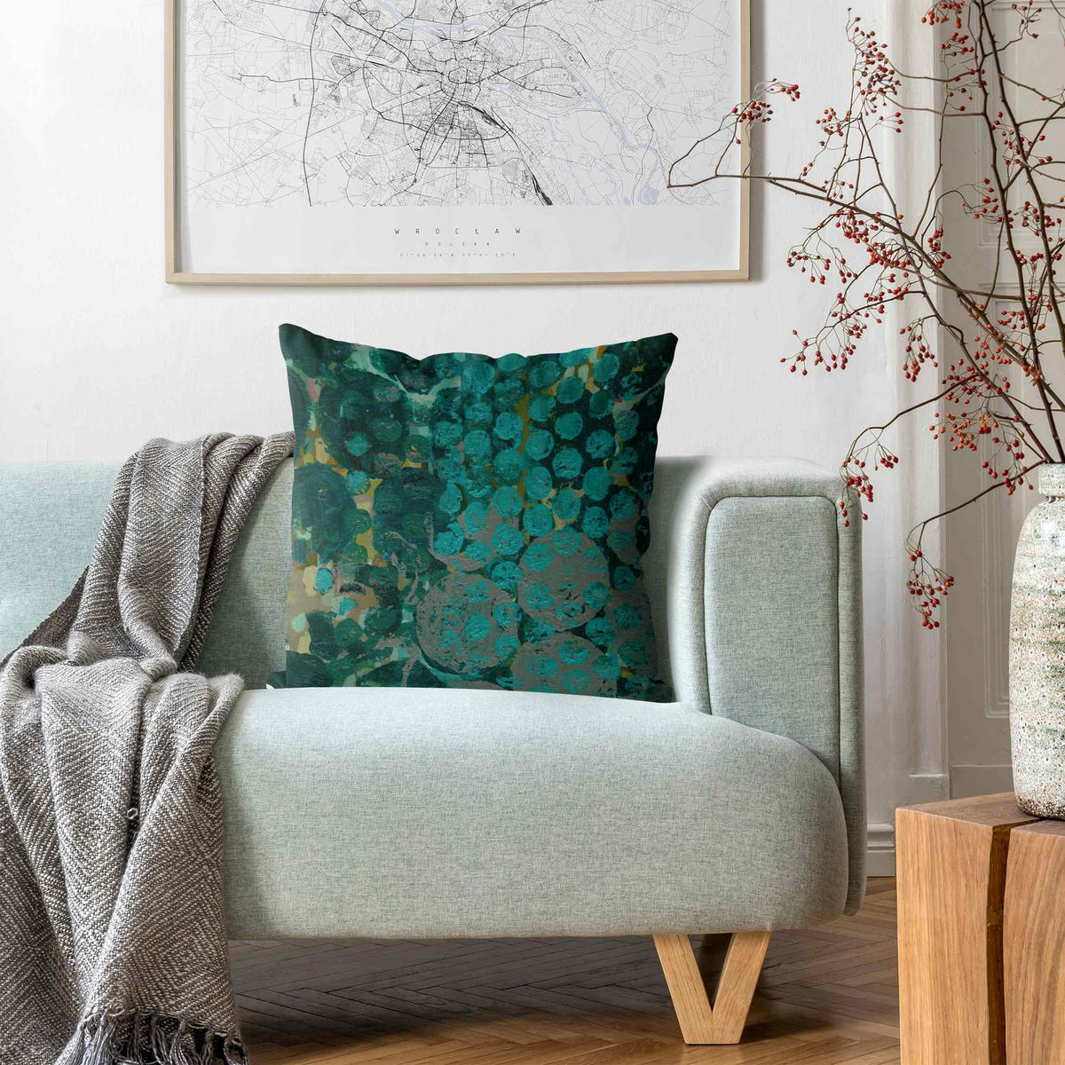 KISSENBEZUG Callais 50/50 cm - Türkis, Textil (50/50cm) - Bilderwelten