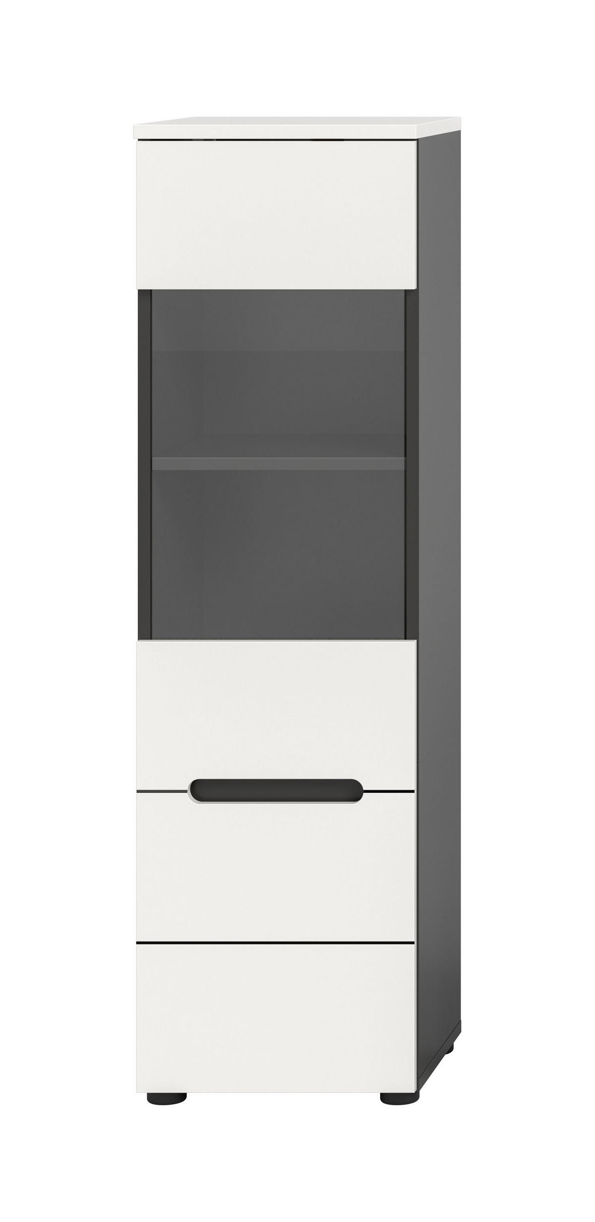 VITRINE CANU (B/H/T: ca. 36/125/33 cm) in Basalt grau/weiß - Grau, Holzwerkstoff (36/125/33cm)