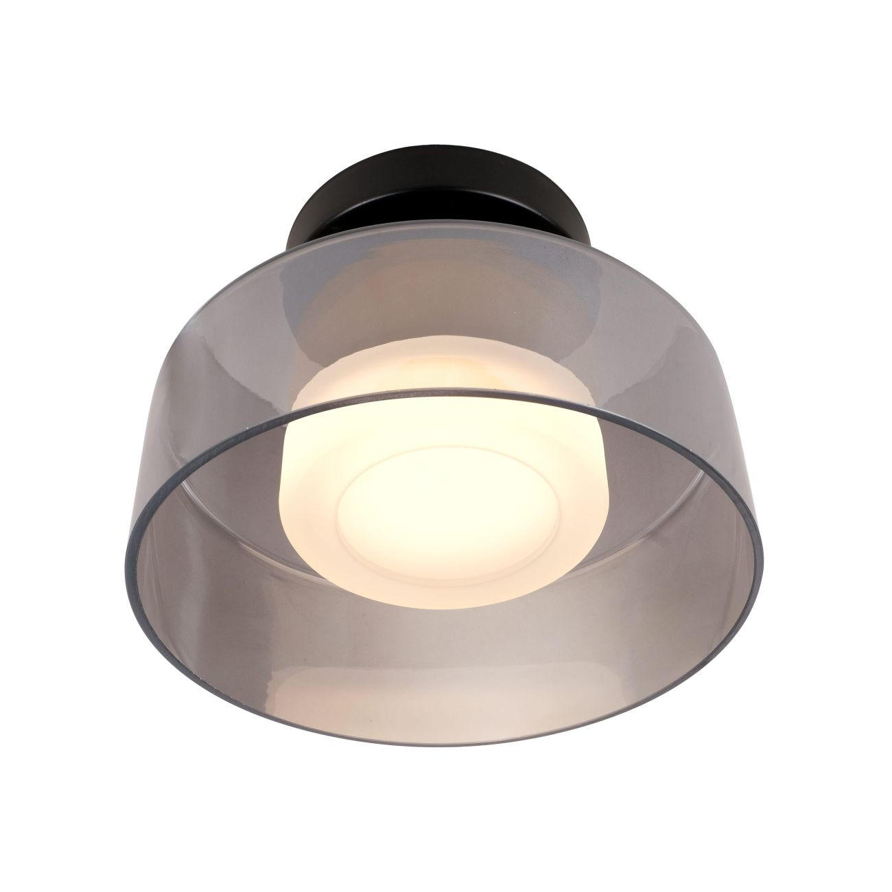 WANDLEUCHTE Valdo, Schwarz und rauchgrau, 14cm - Schwarz, Glas (20/7/14cm) - KOSILUM