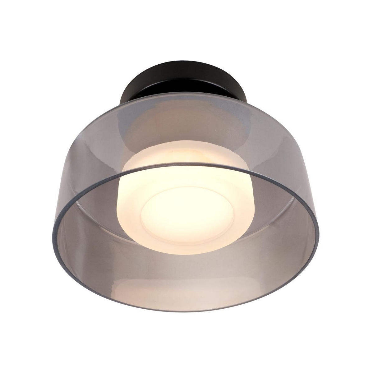 WANDLEUCHTE Valdo, Schwarz und rauchgrau, 14cm - Schwarz, Glas (20/7/14cm) - KOSILUM