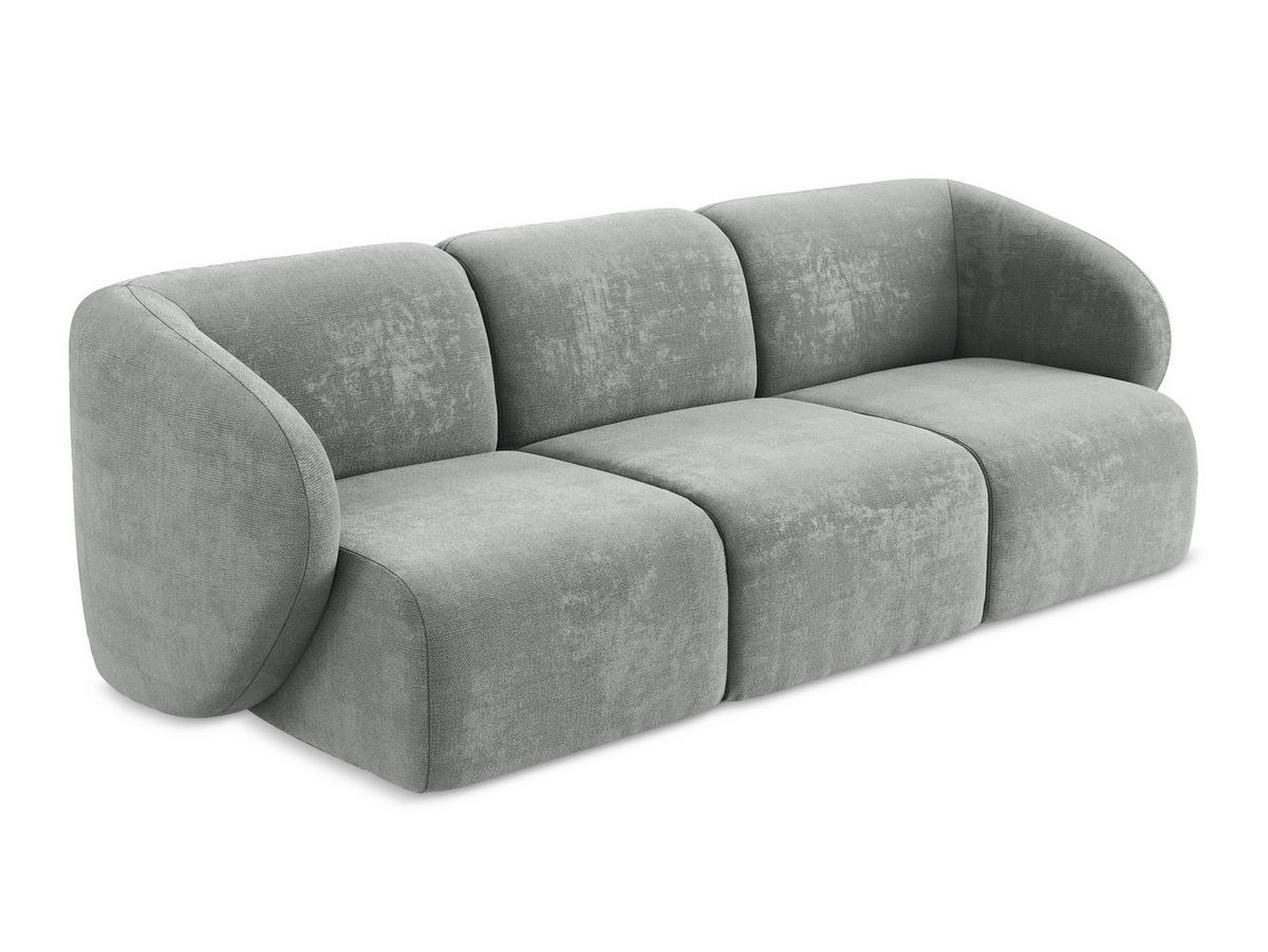 3-SITZER SOFA Chenille Stoff Grau - Schwarz/Grau, Holzwerkstoff/Kunststoff (244/75/94cm) - Makamii