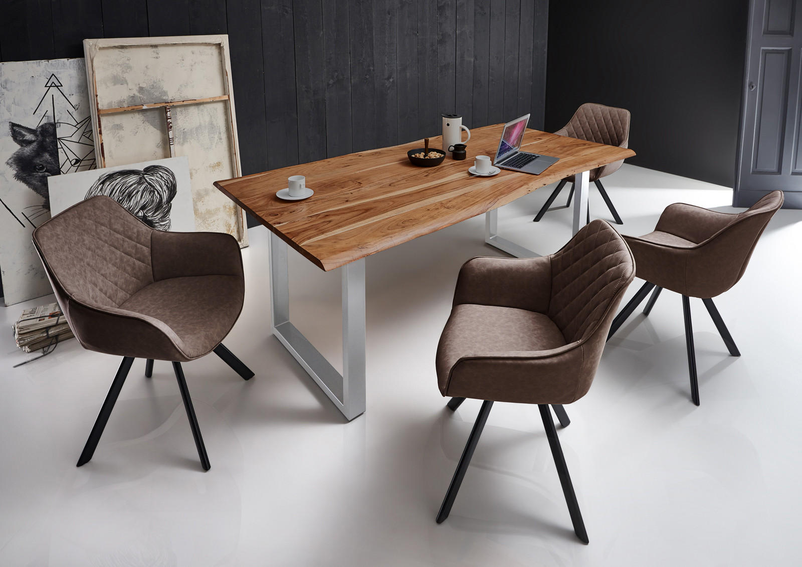 ESSTISCH TOPS&TABLES - Schwarz/Braun, Holz/Metall (85/160/77cm) - SAM