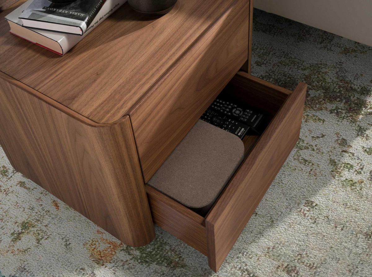 NACHTSCHRANK Nachttisch aus Nussbaumholz mit Beleuchtung 50/45/45 cm - Walnussfarben, Holz (50/45/45cm) - ANGEL CERDA