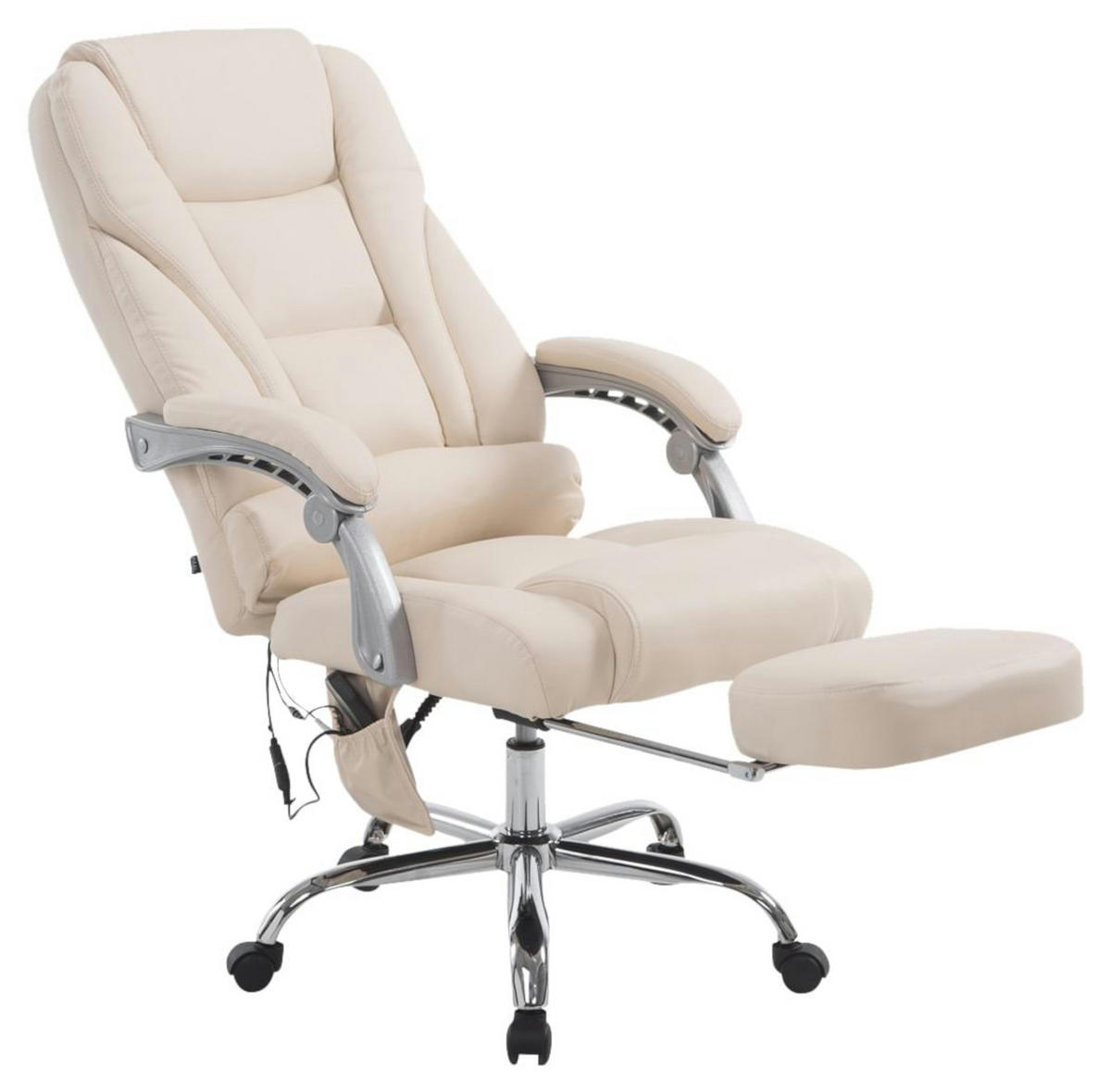 CHEFSESSEL Lederlook creme - Creme, Textil/Metall (68/118/64cm) - CLP