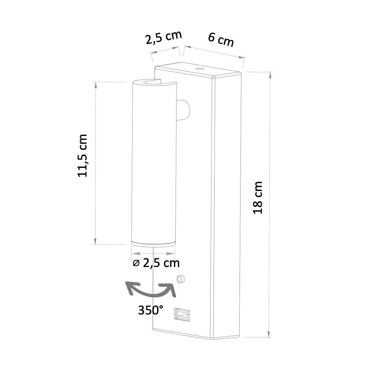 WANDLEUCHTE Tofino, Schwarz, 18cm - Schwarz, Metall (6/18/2cm) - KOSILUM