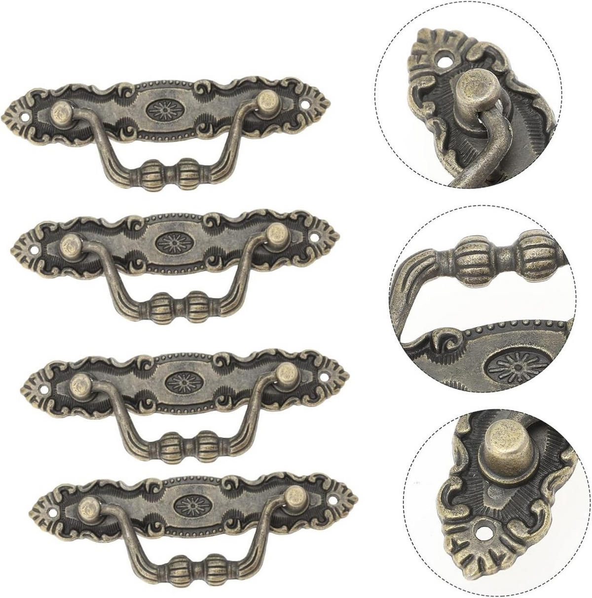 SCHRANKGRIFF 4er-Set Bronze Vintage Metall Lochabstand 87 mm mit Schrauben - Bronzefarben, Metall (3.9/1/11cm) - MCBOSON