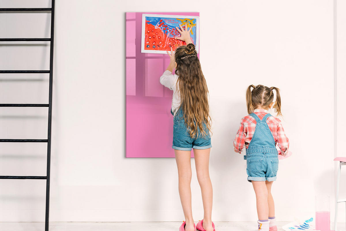 MAGNETTAFEL 60x120 Rosa schwarzer Marker - Pink, Glas (60/0.4/120cm) - TULUP