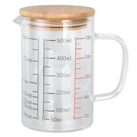 MESSBECHER Glas 500 ml mit Bambusdeckel - Transparent, Glas (0.5L)