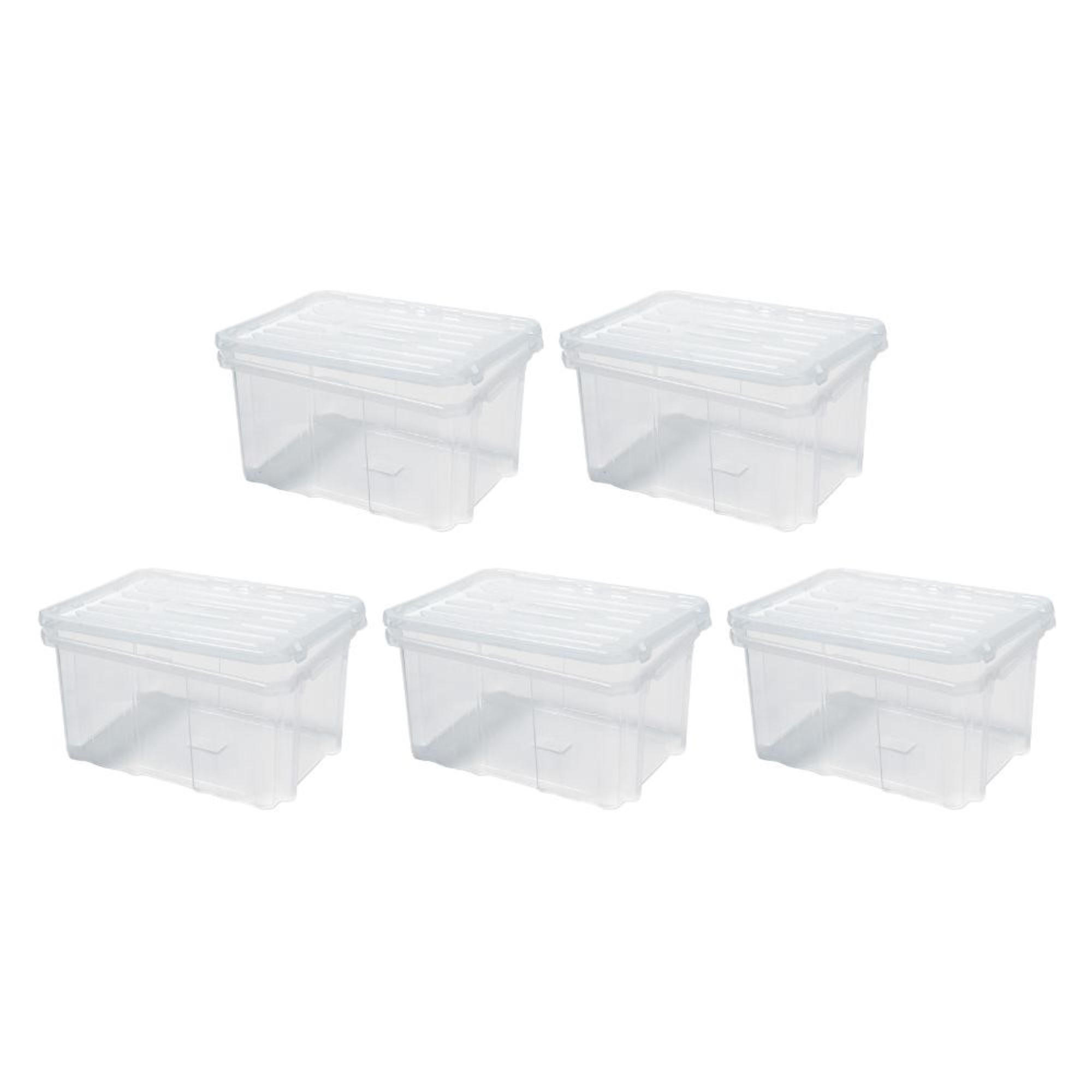 AUFBEWAHRUNGSBOX 5er-Set mehrzweck mit Deckel Transparent HxBxT 20x40x30cm22 Liter - Transparent, Kunststoff (40/20/30cm) - PROREGAL