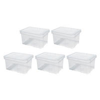 AUFBEWAHRUNGSBOX 5er-Set mehrzweck mit Deckel Transparent HxBxT 20x40x30cm22 Liter - Transparent, Kunststoff (40/20/30cm) - PROREGAL