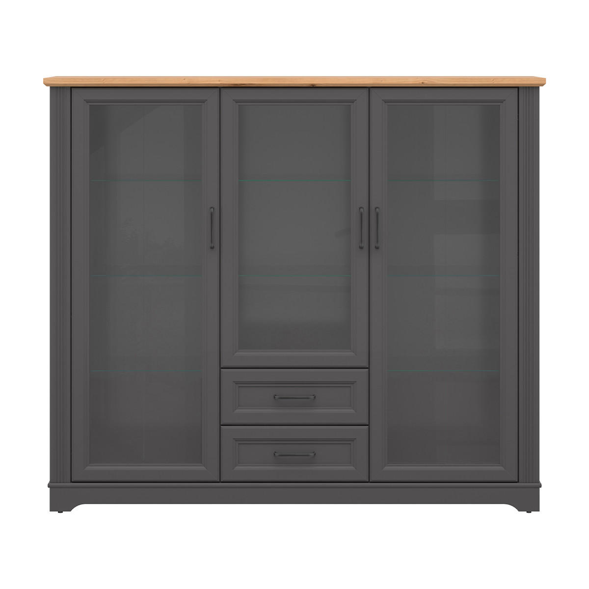 VITRÍNA Charlie Grey - šedá, kompozitní dřevo (168/146/42cm) - Petits-meubles