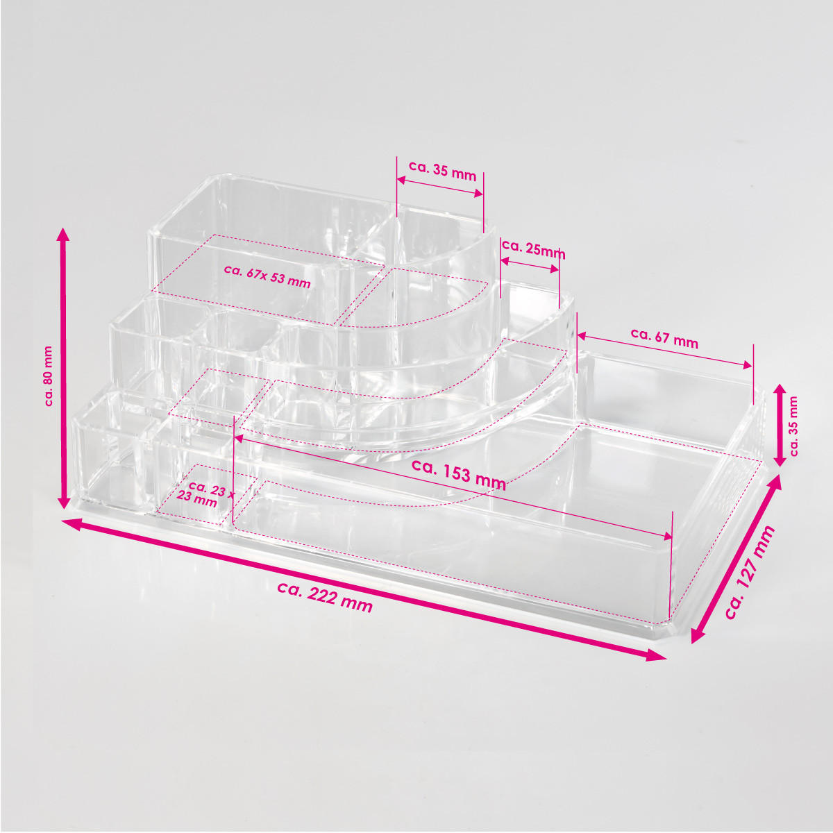 KOSMETIKORGANIZER - Transparent, Kunststoff (22.5/12.5/8cm) - bremermann