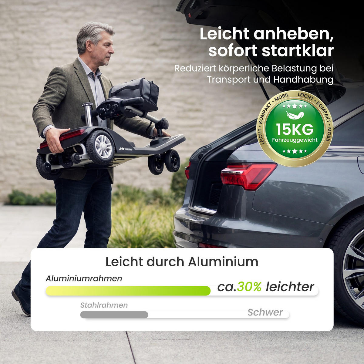 ELEKTROMOBIL 250W 120kg Traglast, 20km Reichweite Lithium-Akku Seniorenmobil - Schwarz, Metall (48/88/102cm)