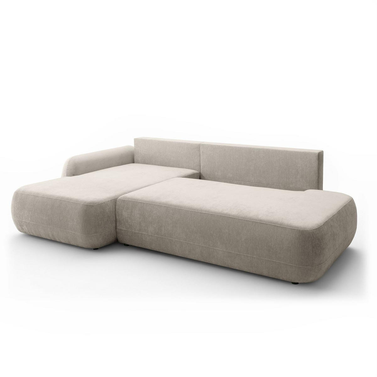 ECKSOFA GOYA mit Schlaffunktion und Bettkasten, Linke, Perfect Harmony 04 - Ecru, Textil (184/302cm) - Lookway
