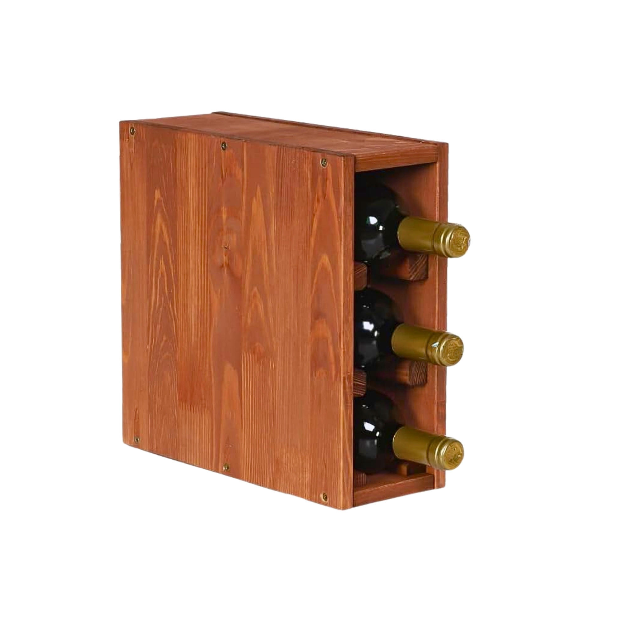 WEINREGAL Vincellar Mod 30x12x30 cm Schmal Modul Für 3 Flaschen Massives Kiefernholz Braun Geölt - Braun, Holz (12/30/30cm) - PROREGAL