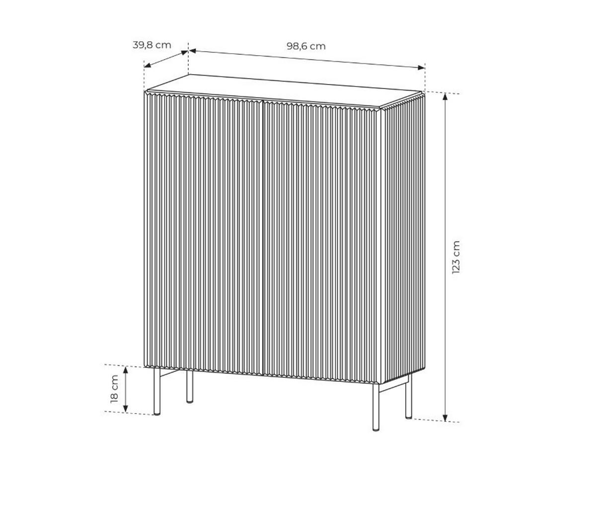 HIGHBOARD Tutti Schwarz, Hochkommode - Schwarz, Holzwerkstoff/Metall (99/123/40cm) - Bettso