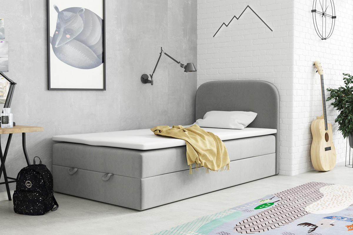 BOXBETT Hugo 100x200 Grau - Grau, Textil/Metall (100/200cm) - VLR BEDS